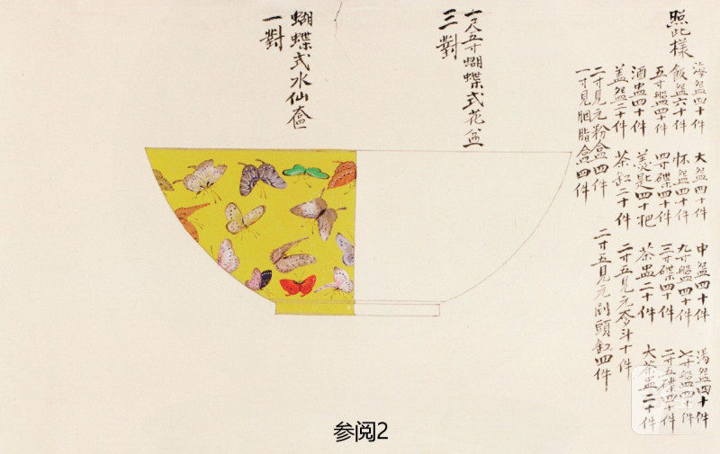 清同治  黄地粉彩百蝶图盘 - 图4